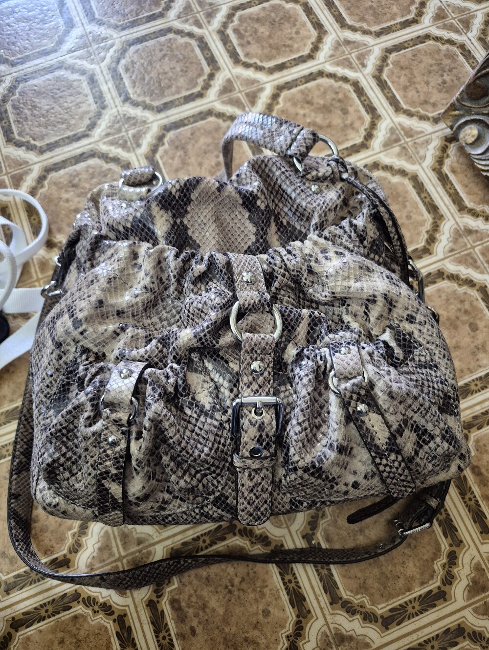 Micheal Kors Women's Snake-Print Shoulder / Crossbody  Bag in Beige and Black